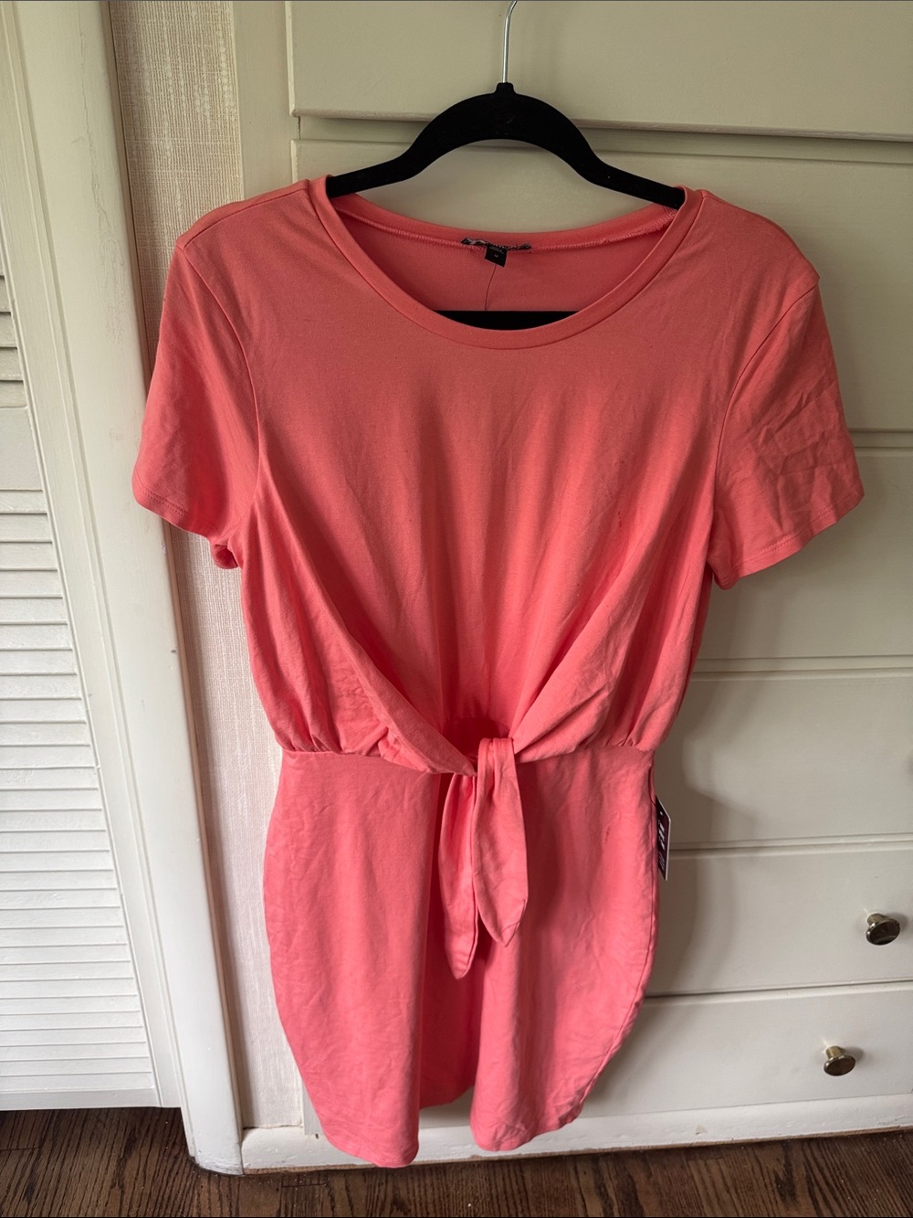 NWT Tie-Front Short Sleeve Tunic in Coral